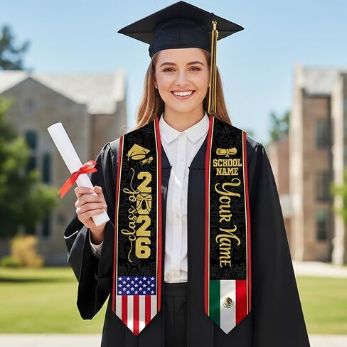 وشاح التخرج المكسيكي المخصص، وشاح العلم الأمريكي المكسيكي 2026، التخرج المكسيكي سرق فئة 2026 in Kuwait