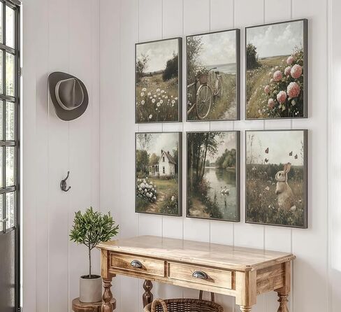 Wavkkey 6Pcs Vintage Farmhouse Wall Art French Country Natural Landscape Posters Paintings Pictures Wall Decor Canvas Print Artwork for Bedroom Living Room Office Home Decoration Unframed in Saudi Arabia