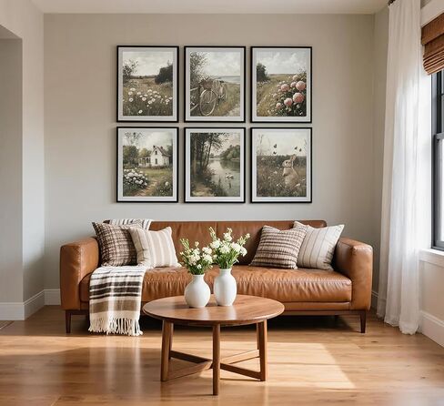 Wavkkey 6Pcs Vintage Farmhouse Wall Art French Country Natural Landscape Posters Paintings Pictures Wall Decor Canvas Print Artwork for Bedroom Living Room Office Home Decoration Unframed in Saudi Arabia