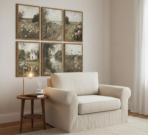 Wavkkey 6Pcs Vintage Farmhouse Wall Art French Country Natural Landscape Posters Paintings Pictures Wall Decor Canvas Print Artwork for Bedroom Living Room Office Home Decoration Unframed in Saudi Arabia