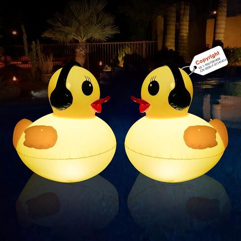 Floating Pool Lights, Solar Powered Duck Pool Lights Waterproof, 16-inch Outdoor LED Glow Pool Lights that Float, Inflatable Light up Folating Solar Lights for Swimming Pool,Spa,Pond,Party,Gift-1pc in Kuwait