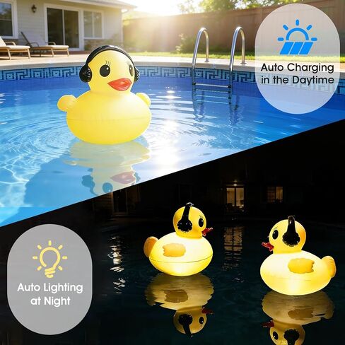 Floating Pool Lights, Solar Powered Duck Pool Lights Waterproof, 16-inch Outdoor LED Glow Pool Lights that Float, Inflatable Light up Folating Solar Lights for Swimming Pool,Spa,Pond,Party,Gift-1pc in Kuwait