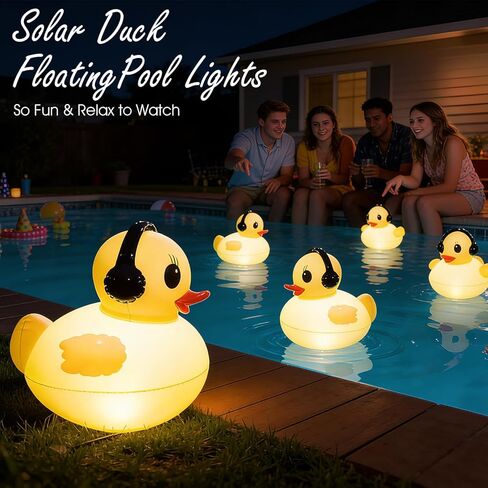 Floating Pool Lights, Solar Powered Duck Pool Lights Waterproof, 16-inch Outdoor LED Glow Pool Lights that Float, Inflatable Light up Folating Solar Lights for Swimming Pool,Spa,Pond,Party,Gift-1pc in Kuwait