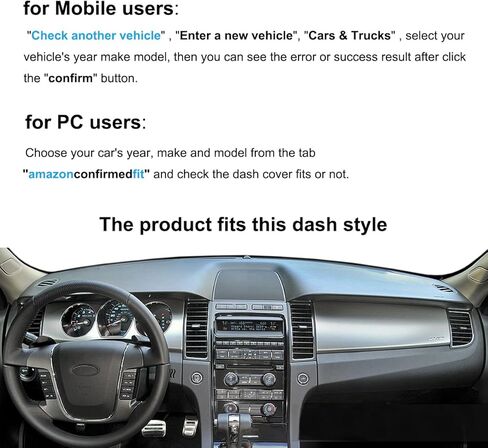 حصيرة غطاء لوحة القيادة مناسبة خصيصًا لسيارة Ford Taurus بدون نظام تحذير من الاصطدام الرأسي مع مستشعر الضوء، بدون سجادة غطاء لوحة القيادة (أسود) K380A in Saudi Arabia