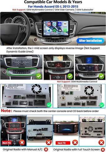 2G 64G Car Stereo for Honda Accord 9th 2.4L 2013 2014 2015 Android 13 Head Unit with CarPlay Android Auto 10.1" Touch Screen Car Radio with Bluetooth GPS Navigation WiFi FM HD Backup Camera + Canbus in Saudi Arabia