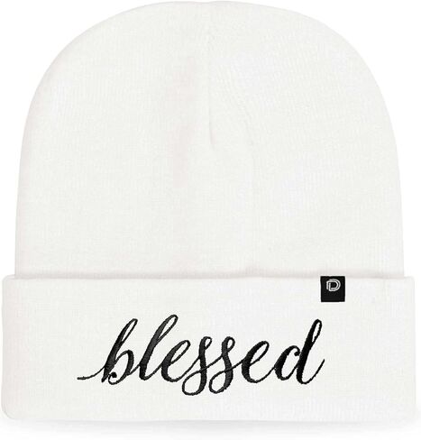 DALIX Embroidered Blessed Beanie Cap Cuffed Knit Hat Women in Saudi Arabia