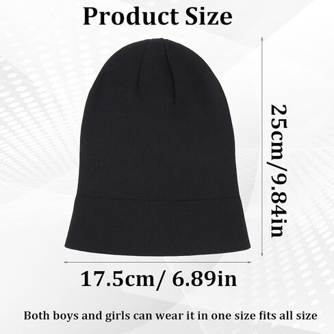 Black Beanie Hat for Men and Women, Soft Warm Knit Black Beanie Kids, Winter Hats for Kids, Cuff Beanies Cap for Girls Boys Warm Winter Hat in Kuwait