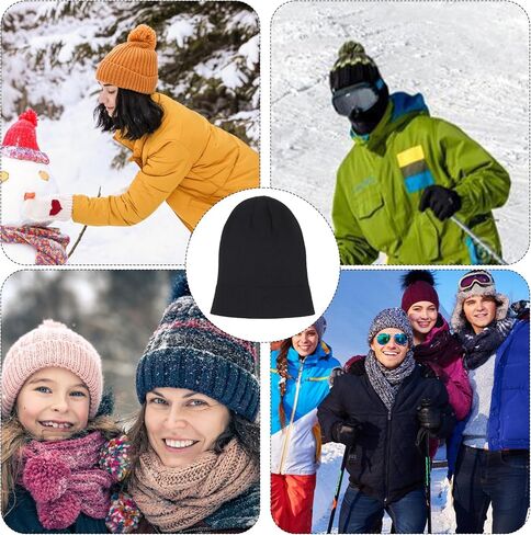Black Beanie Hat for Men and Women, Soft Warm Knit Black Beanie Kids, Winter Hats for Kids, Cuff Beanies Cap for Girls Boys Warm Winter Hat in Kuwait
