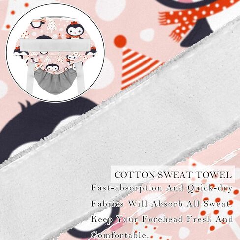 2 Packs Working Cap with Buttons & Ribbon Tie for Women, One Size Working Head Cover, Nursing Surgery Cap Christmas Penguin Pink, Multicoloured 3, Medium-3X-Large in Kuwait