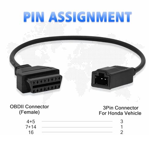 OBD1 to OBD2 Adapter Cable for Honda Vehicles OBD2 16Pin to OBD1 3Pin OBDII Car Diagnostic Connector Compatible with OBD II Diagnostic Scanner (3Pin for Honda) in Kuwait
