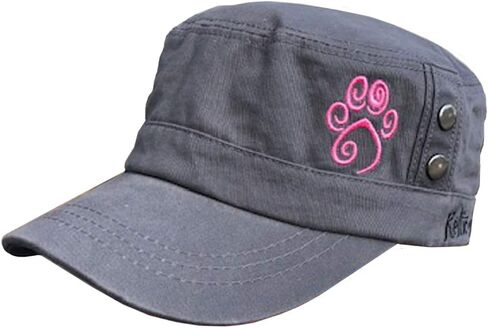 Womans Cadet Style Short Brim Hat Featuring Celtic Design Paw Print (Pink on Gray) in Saudi Arabia