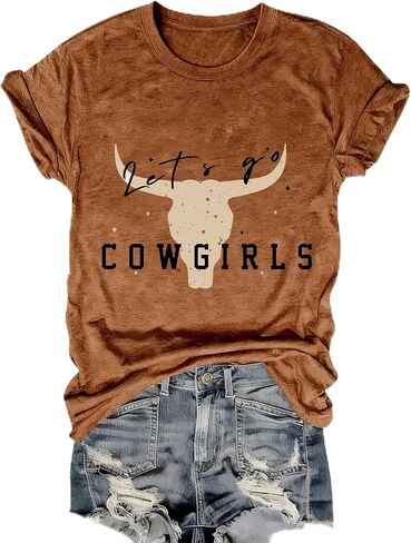 Cowgirl Shirts for Women Western Cowboy Graphic T Shirt Country Concert Tee Tops Boho Aztec Rodeo Outfit in Saudi Arabia