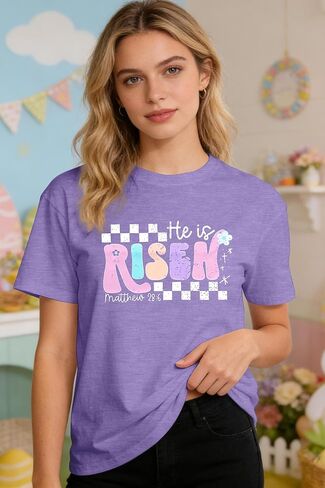 SFHFY Easter Shirt for Women: He is Risen T-Shirt Christian Religious Tee Casual Faith Bible Verse Tops in Saudi Arabia