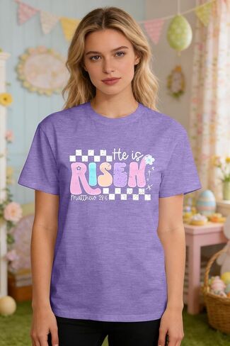 SFHFY Easter Shirt for Women: He is Risen T-Shirt Christian Religious Tee Casual Faith Bible Verse Tops in Saudi Arabia