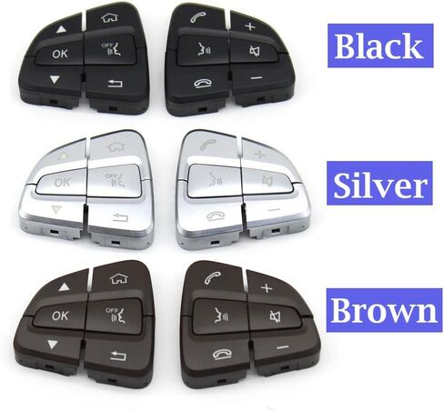 6PCS Steering Wheel Control Button Cover Multi-function Steering Accessories Panel Trim Replacement For Mercedes Benz C Class W205 GLC Class W253 (Silver) in Saudi Arabia