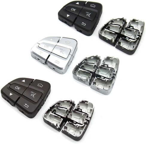 6PCS Steering Wheel Control Button Cover Multi-function Steering Accessories Panel Trim Replacement For Mercedes Benz C Class W205 GLC Class W253 (Silver) in Saudi Arabia