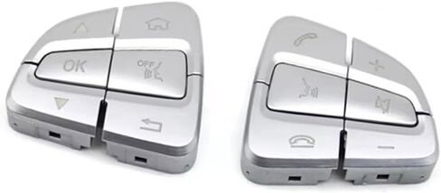6PCS Steering Wheel Control Button Cover Multi-function Steering Accessories Panel Trim Replacement For Mercedes Benz C Class W205 GLC Class W253 (Silver) in Saudi Arabia