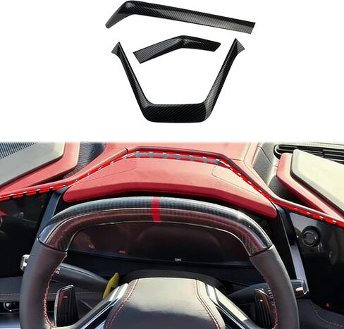 crosselec Carbon Fiber Style Interior Center Console Dashboard Instrument Upper Cover Trims Decoration Accessories for Chevrolet Corvette C8 2026 Decoration Accessories in Saudi Arabia