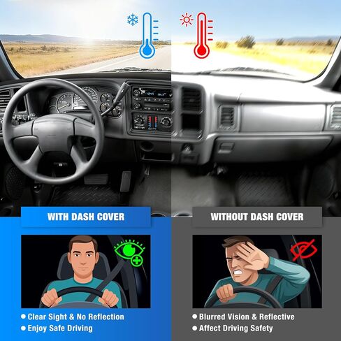 Nilight Dash Cover for 1999‑2006 GMC Sierra/Chevy Silverado, 2000‑2006 GMC Yukon/Yukon XL/Chevy Suburban/Chevy Tahoe, 2001‑2006 Avalanche, Suede Dashboard Mat Black in Saudi Arabia