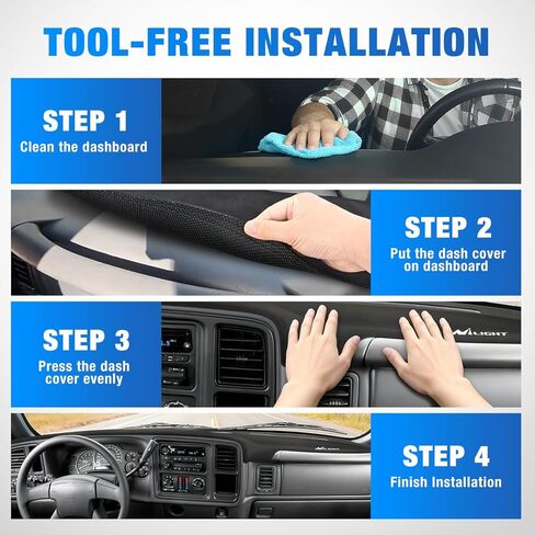 Nilight Dash Cover for 1999‑2006 GMC Sierra/Chevy Silverado, 2000‑2006 GMC Yukon/Yukon XL/Chevy Suburban/Chevy Tahoe, 2001‑2006 Avalanche, Suede Dashboard Mat Black in Saudi Arabia