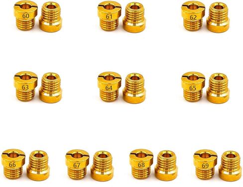 Holley Carb Carburetor 1/4-32 Main Jets set The aperture size is:60 61 62 63 64 65 66 67 68 69,10 sets in total, 2 pcs per size,Thread size: 1/4"-32 Fits Holley 2010,2300,4010,4011,4150,4160,4500 in Saudi Arabia