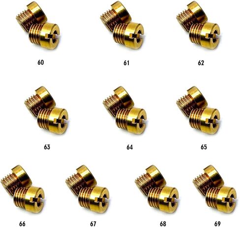 Holley Carb Carburetor 1/4-32 Main Jets set The aperture size is:60 61 62 63 64 65 66 67 68 69,10 sets in total, 2 pcs per size,Thread size: 1/4"-32 Fits Holley 2010,2300,4010,4011,4150,4160,4500 in Saudi Arabia
