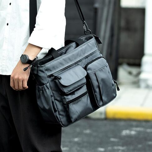 Kisangel Oxford Fabric Large Capacity Messenger Shoulder Bag for Men Business Travel Outdoor Use Grey Crossbody Bag in Saudi Arabia