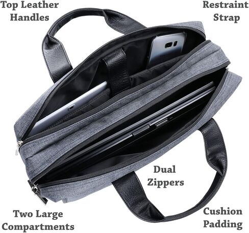 11-12 Inch Laptop Crossbody Bag - Padded Messenger with Top Handle Magnetic Pocket Shoulder Strap and Luggage Attachment in Kuwait