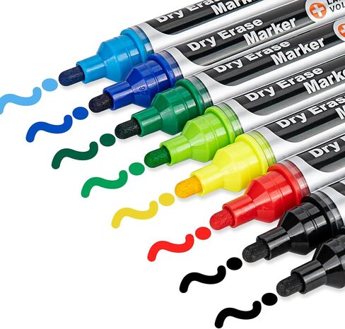 Glass Board Markers Erasable, Neon Dry Erase Markers for Whiteboard, Glass Board, Calendar, Chalkboard, Large Volume, 8 Pack Bullet Tip Whiteboard Markers for School, Home, Office in Kuwait