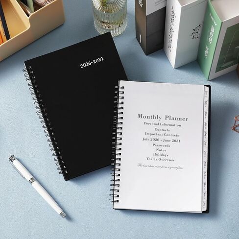 2026-2031 Monthly Planner/Calendar - Jul. 2026 - Jun. 2031, Monthly Planner, 5 Year, 6.2" x 8.3", Multi Year Calendar 2026-2031 with Twin-Wire Binding, Tabs, Storage Pocket - Black in Saudi Arabia