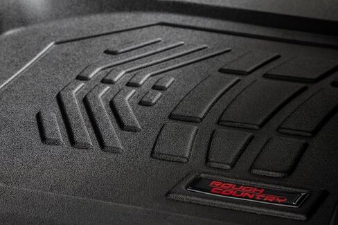 سجادة أرضية أمامية ملائمة تمامًا لسيارة Rough Country لسيارة Chevy Silverado وGMC Sierra 1500/2500HD/3500HD (2019-2025) - سجادة أرضية الصف الأول مرنة مقاومة للماء وغير قابلة للانزلاق in Saudi Arabia