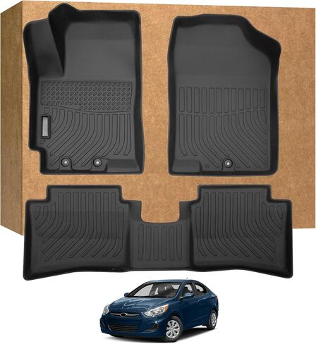 Floor Mats for Hyundai Accent 2012-2017, Heavy Duty TPE Waterproof Non-Slip All Weather Protection Custom, Black in Saudi Arabia