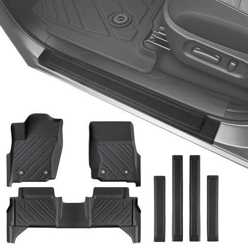 TAPTES Floor Mats & Door Sill Protectors for Toyota Tacoma 2024 2025 2026 Double Cab, All Weather TPE Truck Floor Liners for Tacoma SR SR5 TRD Off-Road Sport Limited Accessories in Kuwait