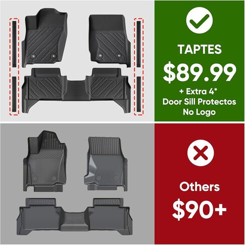 TAPTES Floor Mats & Door Sill Protectors for Toyota Tacoma 2024 2025 2026 Double Cab, All Weather TPE Truck Floor Liners for Tacoma SR SR5 TRD Off-Road Sport Limited Accessories in Kuwait