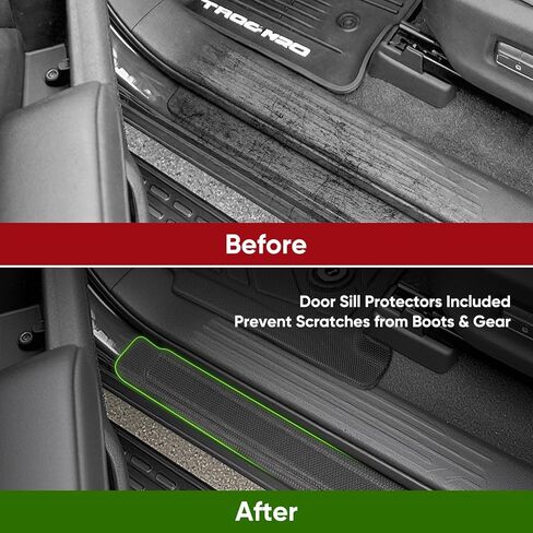 TAPTES Floor Mats & Door Sill Protectors for Toyota Tacoma 2024 2025 2026 Double Cab, All Weather TPE Truck Floor Liners for Tacoma SR SR5 TRD Off-Road Sport Limited Accessories in Kuwait