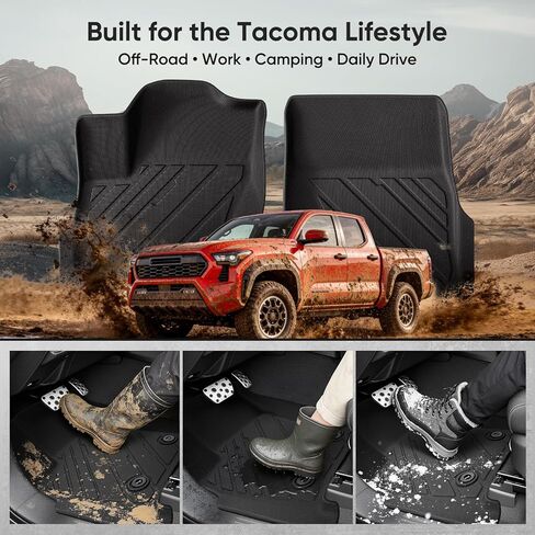 TAPTES Floor Mats & Door Sill Protectors for Toyota Tacoma 2024 2025 2026 Double Cab, All Weather TPE Truck Floor Liners for Tacoma SR SR5 TRD Off-Road Sport Limited Accessories in Kuwait