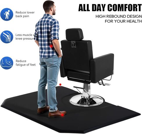 BestSalon 4' x 5' Anti-Fatigue Mat – 7/8" Thick Ergonomic Floor Mat for Salon Chair, Hair Stylists & Spa Use, Low-Static & Puncture-Resistant Design in Saudi Arabia
