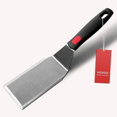 Professional Metal Spatula for Cast Iron Skillets and Flat Top Grills, Full Tang Wooden Handle,1.8mm Thick Stainless Steel Blade, Smash Burger Spatula Turner for Flipper, Cooking, BBQ, 5 Inch x 3 Inch in Kuwait