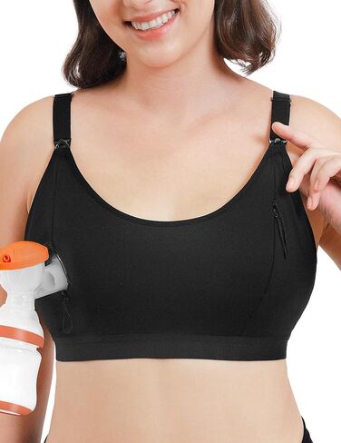 HOFISH ZipPum Bra, Hands-Free Pumping & Nursing Bra, Dual-Zip Adjustable Non-Stretch Prevents Bottle Drop in Saudi Arabia