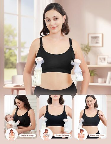 HOFISH ZipPum Bra, Hands-Free Pumping & Nursing Bra, Dual-Zip Adjustable Non-Stretch Prevents Bottle Drop in Saudi Arabia