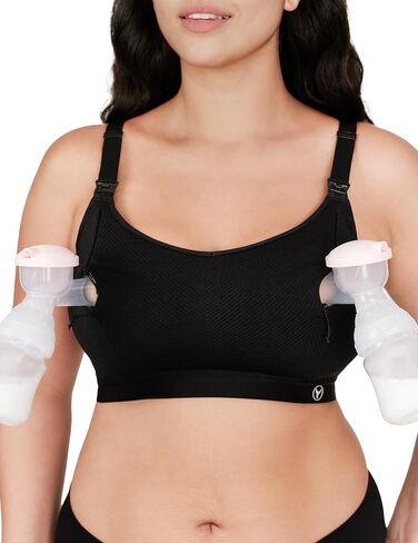HOFISH ZipPum Bra, Hands-Free Pumping & Nursing Bra, Dual-Zip Adjustable Non-Stretch Prevents Bottle Drop in Kuwait