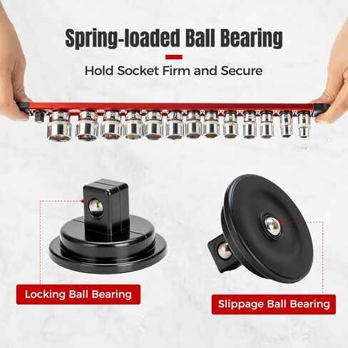 6PC Magnetic Socket Organizer Set, 1/2" 3/8" 1/4" Drive Aluminum Alloy Socket Holder with Removable Socket Clips for Quick Customization, Socket Rail for Tool Box Drawer in Kuwait