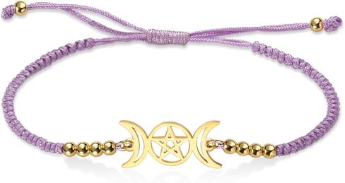 VASSAGO Triple Moon Goddess Bracelet for Women Men Wicca Pentagram Amulet Handmade Braided Moon Pentacle Bracelet Rope String Bracelet Pagan Jewelry in Saudi Arabia