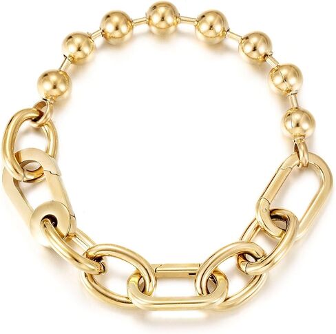 CIUNOFOR 14K Gold Plated Beaded Link Chain Bracelets for Women, Dainty Silver Stackable Bracelet, Trendy Charm Jewelry Gift for Her, Comfort fit for 6.5"–7.0" wrists in Saudi Arabia