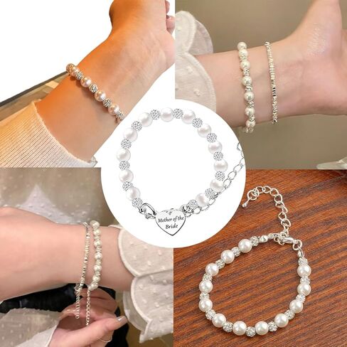 Mother Of The Bride Gifts Pearl Bracelet For Mother Of Bride Wedding Gift For Mom Mothers In Law Jewelry in Saudi Arabia