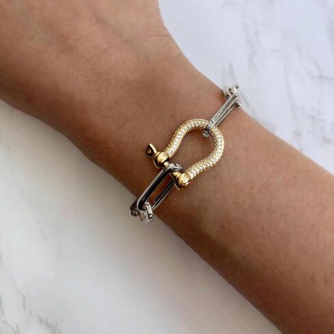 1 Pc Unique Horseshoe Clasp, Full Diamond, Light Luxury Style, Copper-Colored Women's Bracelet, Perfect For Everyday Casual Wear Or Dates in Saudi Arabia