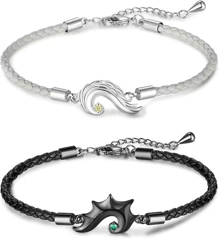 Pulseras Para Parejas De Novios,Couples, Birthstone Heart Charm Promise Bracelet, Boyfriend, Girlfriend, Husband, Wife, Friend Anniversary Promise Gift in Saudi Arabia