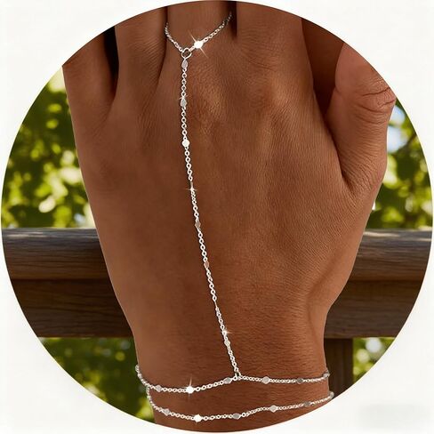 2 قطعة سوار خاتم الذهب العصرية سلسلة اليد للنساء-داينتي الذهب والفضة مطلي إنفينيتي البنصر سوار كومة مجوهرات in Kuwait