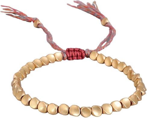 سوار خرز من النحاس التبتي مصنوع يدويًا من CHICIEVE، سوار بوذي محظوظ مقاس قابل للتعديل مع شرابات للنساء والرجال هدايا الصداقة in Kuwait