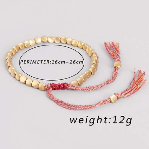 سوار خرز من النحاس التبتي مصنوع يدويًا من CHICIEVE، سوار بوذي محظوظ مقاس قابل للتعديل مع شرابات للنساء والرجال هدايا الصداقة in Kuwait